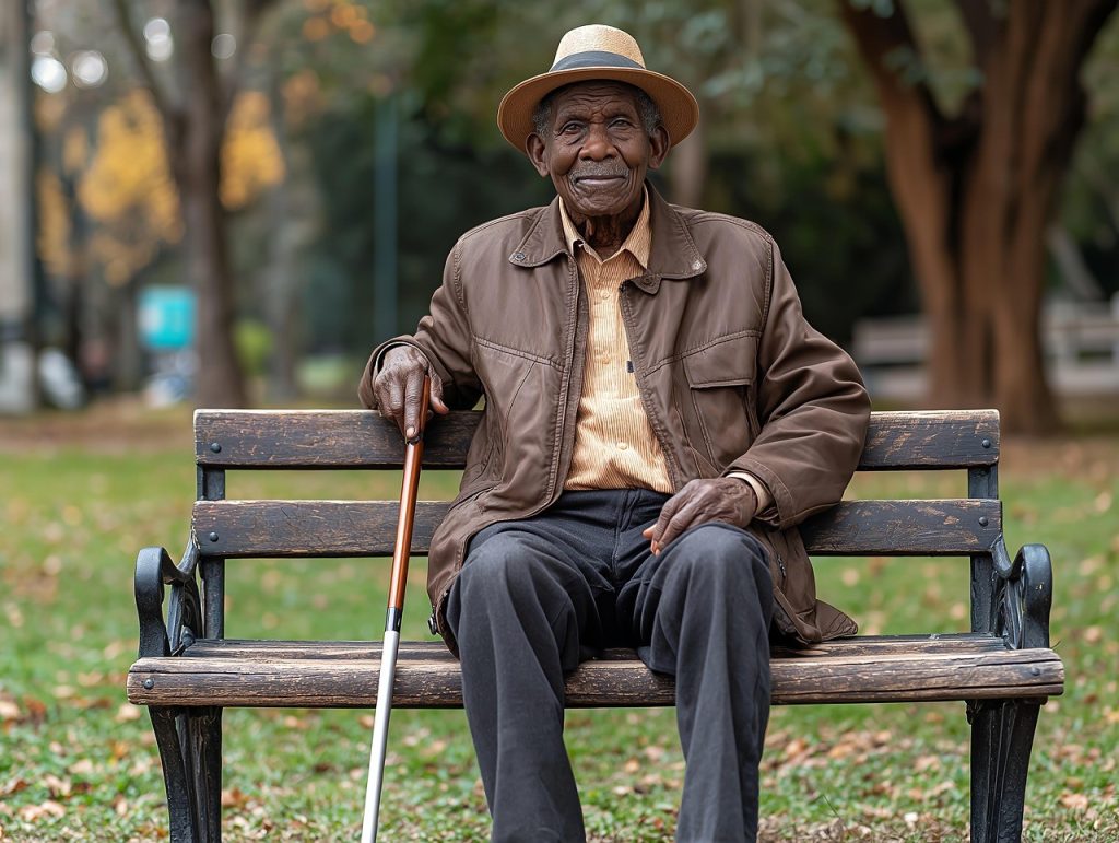 Senior citizen sitting on a Park bench